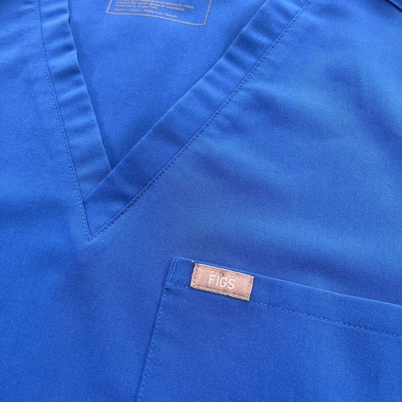 Figs Mens XL Blue Scrub Shirt Technical Collection Short Sleeve V Neck 1 Pocket - Picture 4 of 9
